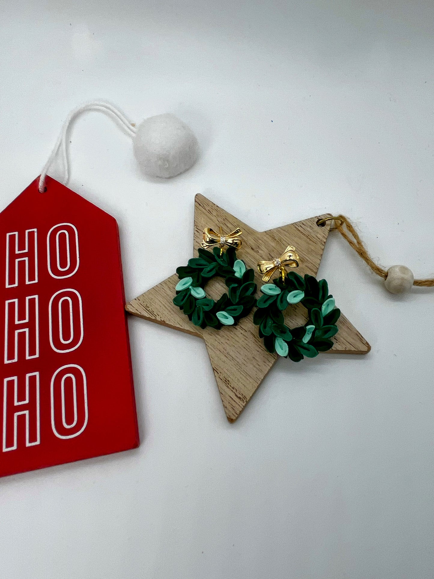 Green Wreath with Gold Bow