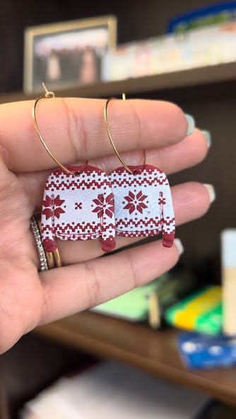 Christmas Sweater Dangles Red