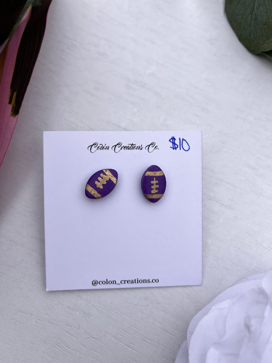 Purple and Gold Football Stud